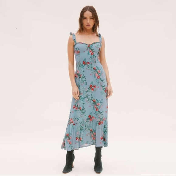 Reformation Dresses & Skirts - Reformation Nikita Midi Dress In Leona Floral Blue